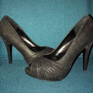 Lulu Townsend black sparkly Heels